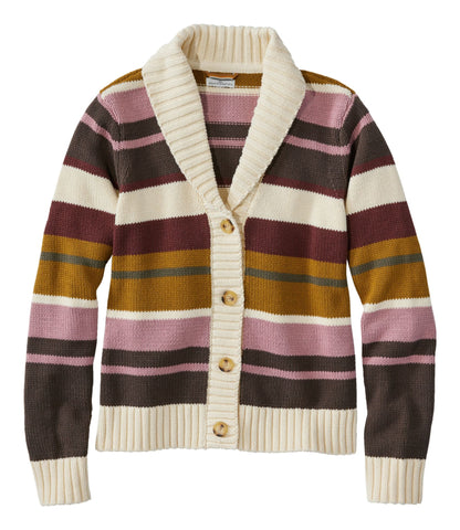 L.L.Bean Women's Signature Original Cotton Sweater, Shawl Cardigan Stripe