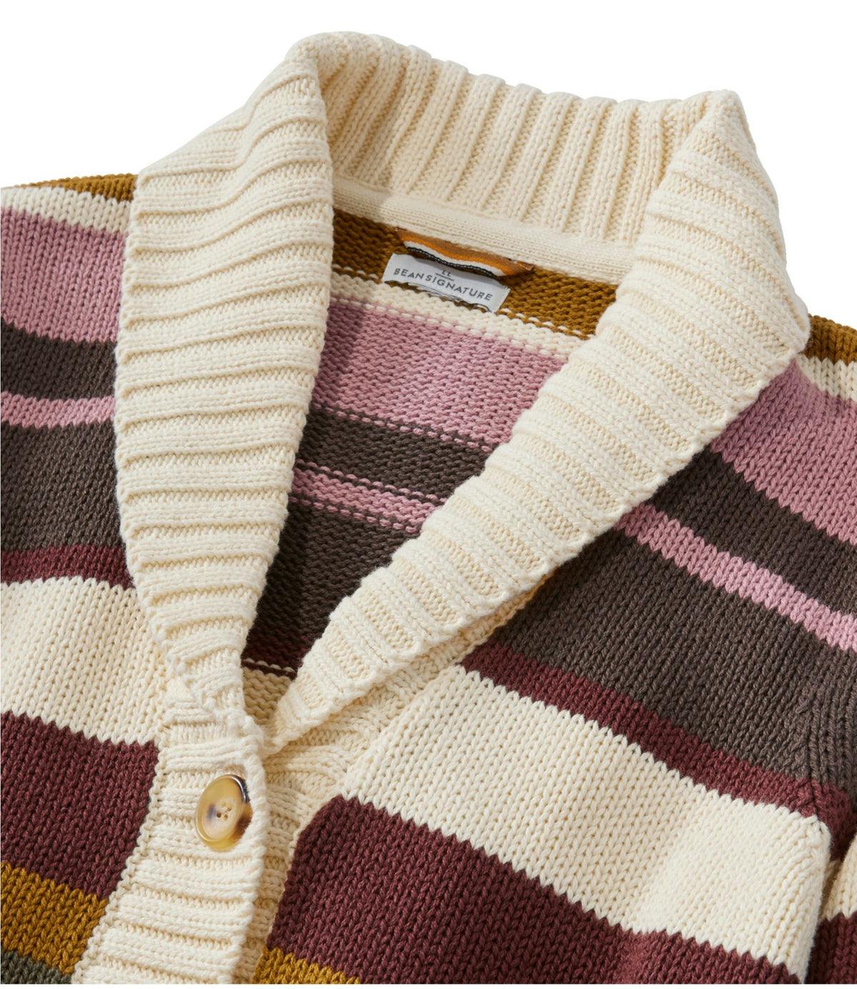 L.L.Bean Women's Signature Original Cotton Sweater, Shawl Cardigan Stripe