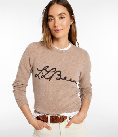 L.L.Bean Women's Signature Camp Merino Wool Sweater, Pullover Taupe Heather