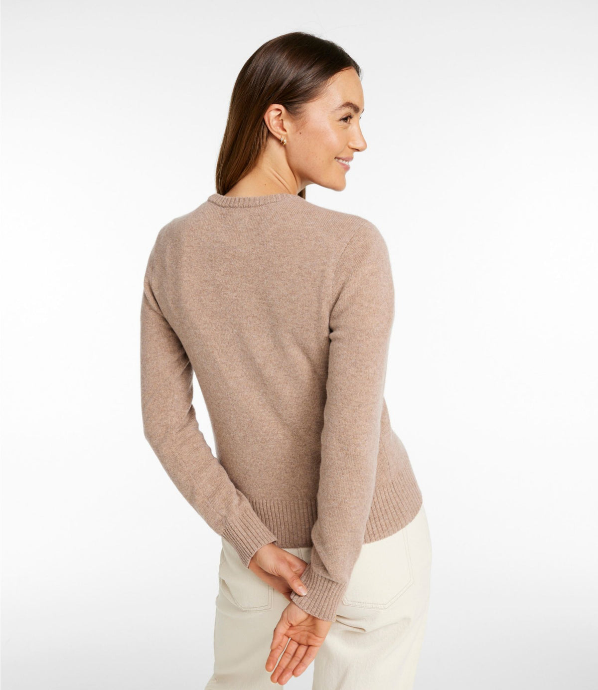 L.L.Bean Women's Signature Camp Merino Wool Sweater, Pullover Taupe Heather