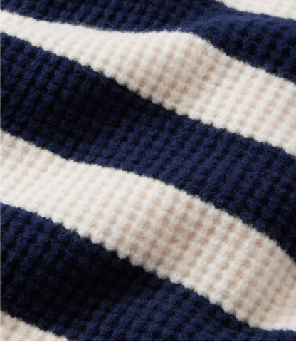 L.L.Bean Women's SuperSoft Waffle Sweater, Polo Stripe Natural/Cream