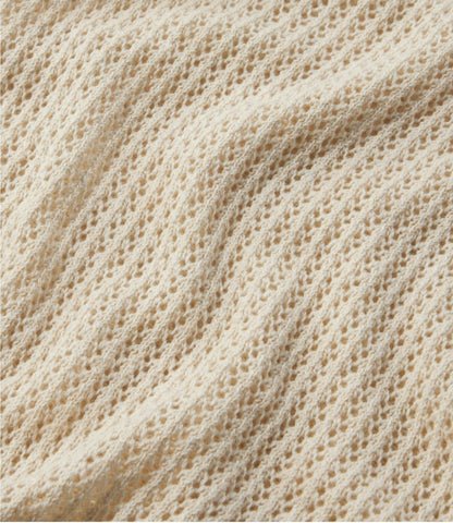 L.L.Bean Women's Organic Cotton Slub Pointelle Sweater, Polo Light Khaki