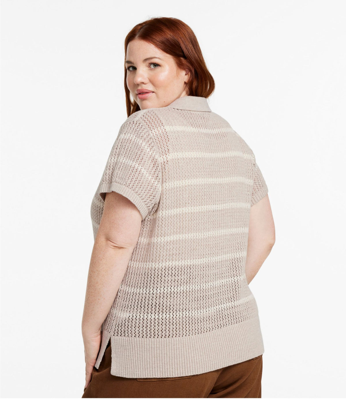 L.L.Bean Women's Organic Cotton Slub Pointelle Sweater, Polo Classic Navy/Sailcloth