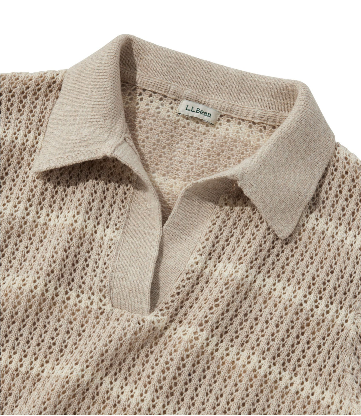 L.L.Bean Women's Organic Cotton Slub Pointelle Sweater, Polo Classic Navy/Sailcloth