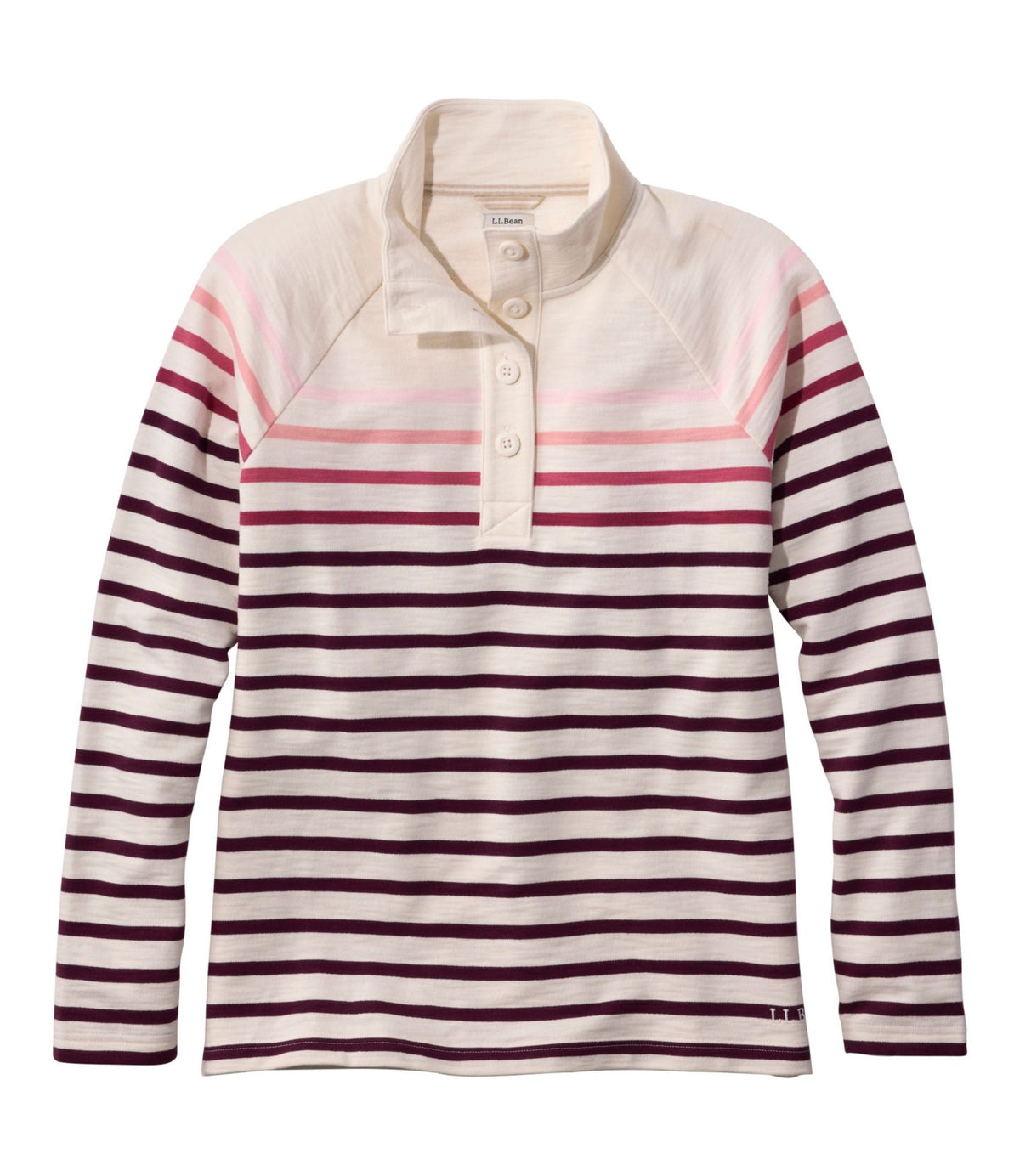 L.L.Bean Women's Peaks Island Button Mockneck, Stripe