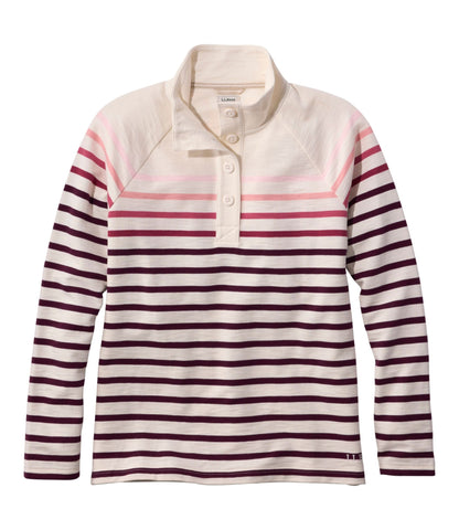 L.L.Bean Women's Peaks Island Button Mockneck, Stripe