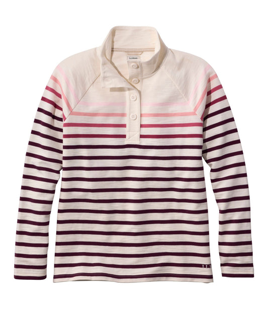 L.L.Bean Women's Peaks Island Button Mockneck, Stripe