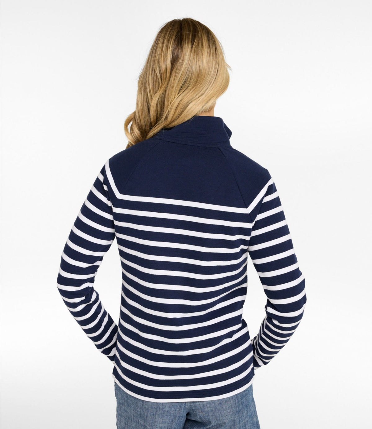 L.L.Bean Women's Peaks Island Button Mockneck, Stripe