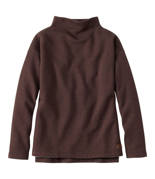 L.L.Bean Women's Double L Soft Donegal Sweatshirt, Funnelneck Deepest Brown Donegal