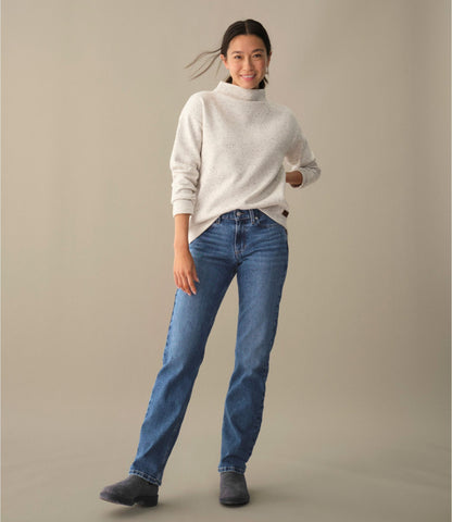L.L.Bean Women's Double L Soft Donegal Sweatshirt, Funnelneck Deepest Brown Donegal