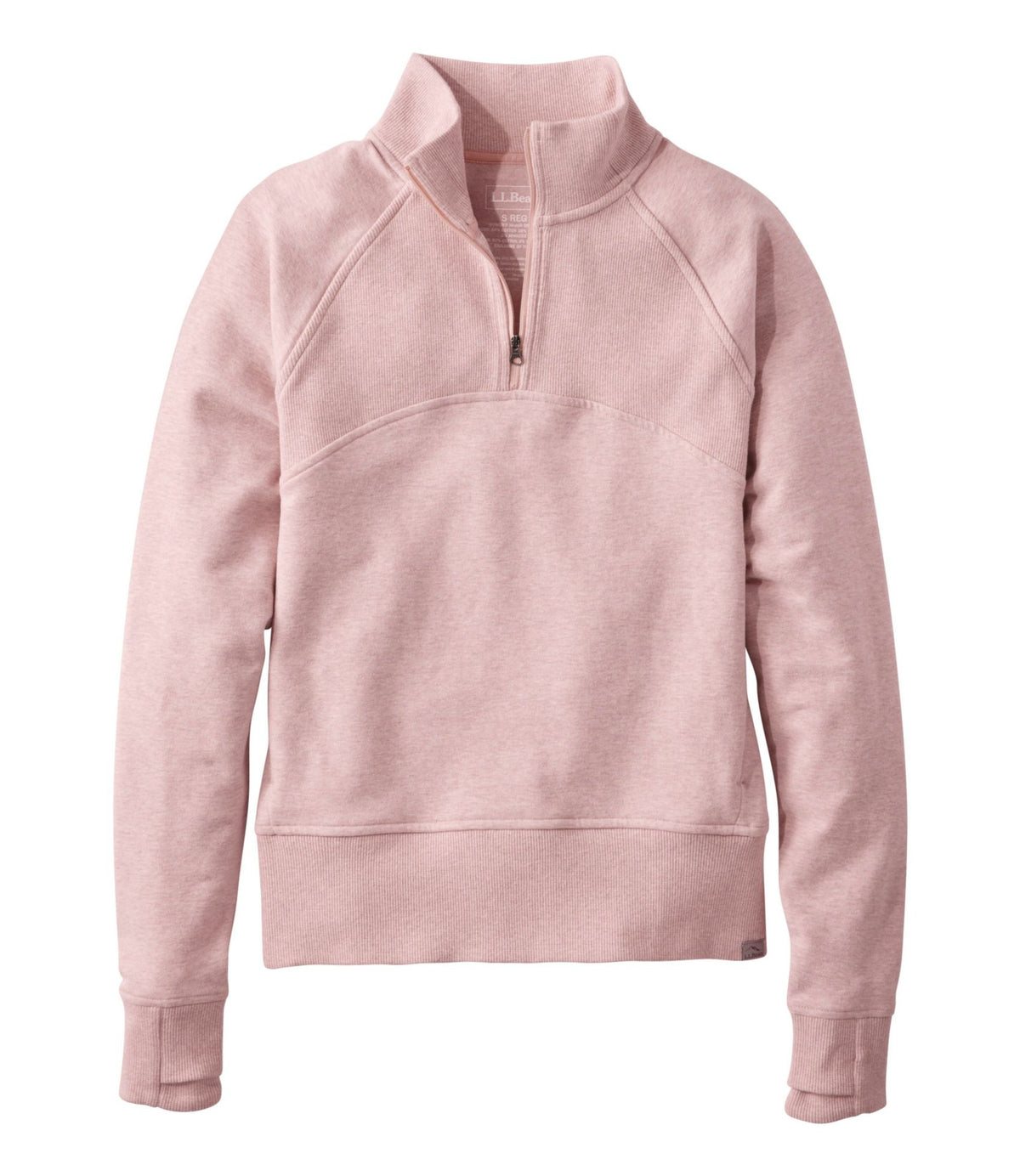 L.L.Bean Women's L.L.Bean Cozy Pullover, Quarter-Zip Adobe Rose Heather