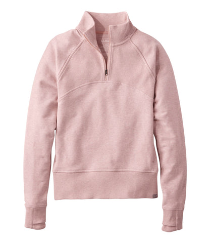 L.L.Bean Women's L.L.Bean Cozy Pullover, Quarter-Zip Adobe Rose Heather