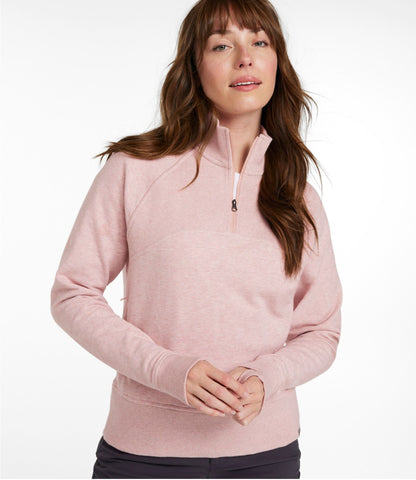 L.L.Bean Women's L.L.Bean Cozy Pullover, Quarter-Zip Adobe Rose Heather