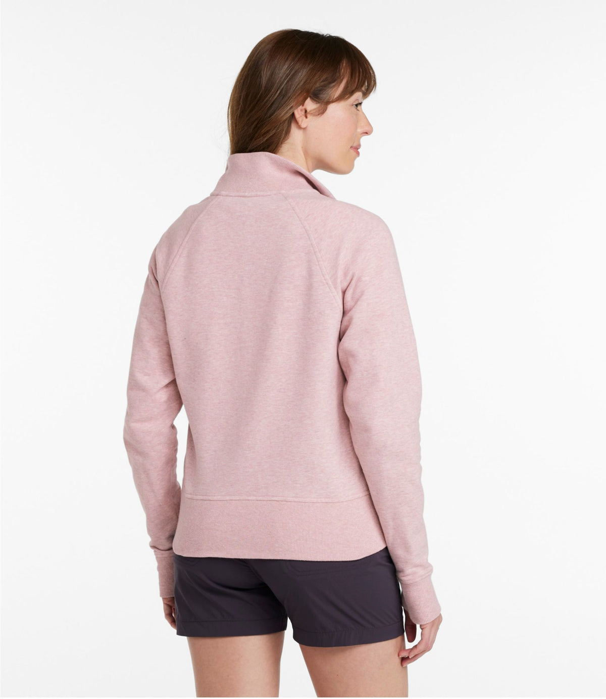 L.L.Bean Women's L.L.Bean Cozy Pullover, Quarter-Zip Adobe Rose Heather