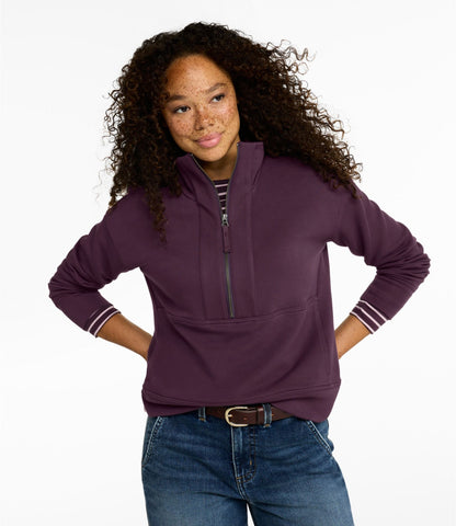 L.L.Bean Women's L.L.Bean CloudSoft Top, Half-Zip Pullover Bone