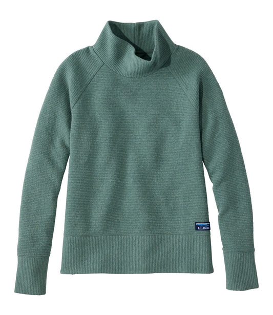 L.L.Bean Women's Lakewashed Double-Knit Funnelneck Deep Sea Green Heather