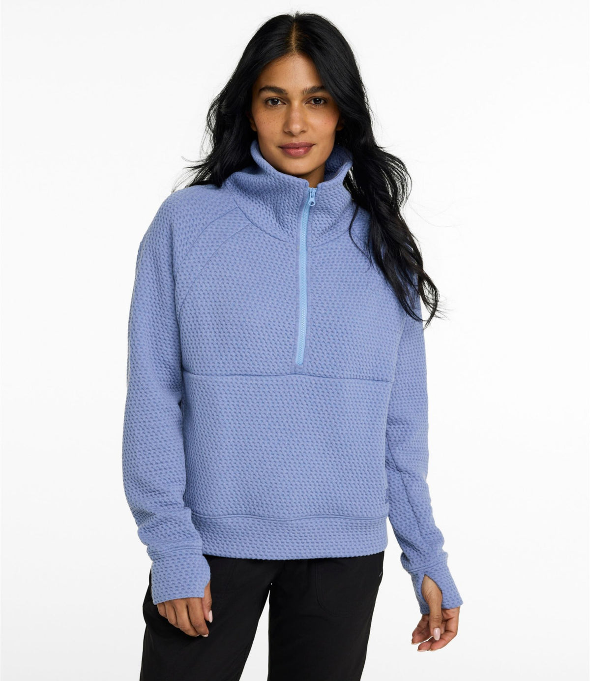 L.L.Bean Women's Ridgeknit Half-Zip Pullover, Oversized Deep Lake