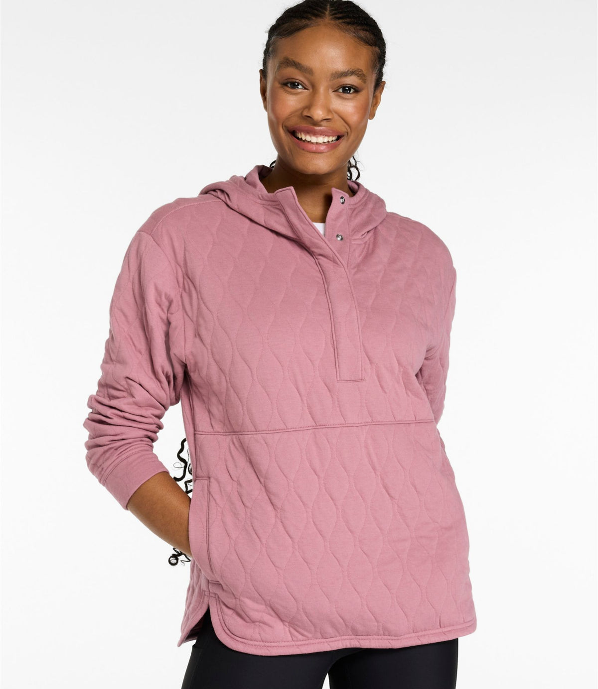 L.L.Bean Women's VentureSoft Quilted Hooded Pullover Bone