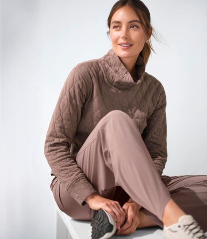 L.L.Bean Women's VentureSoft Quilted Funnelneck Pullover Bone