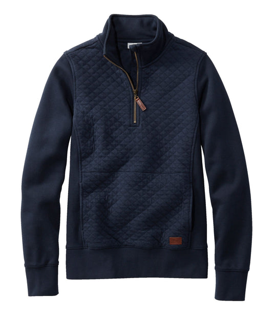 L.L.Bean Women's Quilted Quarter-Zip Pullover Classic Navy