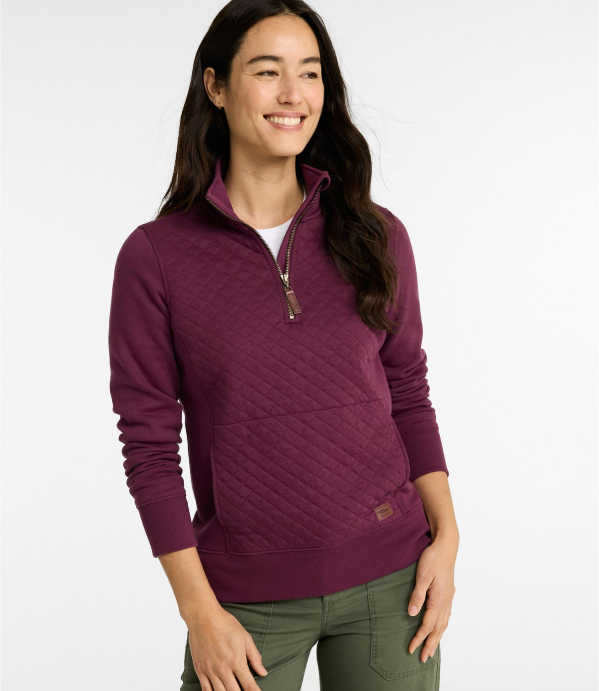 L.L.Bean Women's Quilted Quarter-Zip Pullover Classic Navy