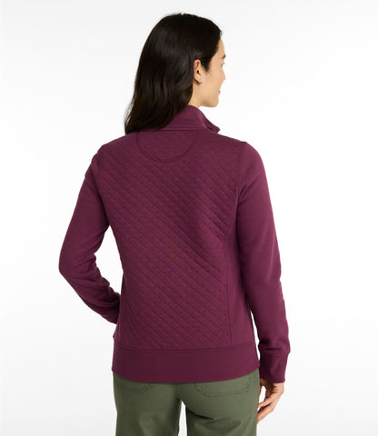 L.L.Bean Women's Quilted Quarter-Zip Pullover Classic Navy