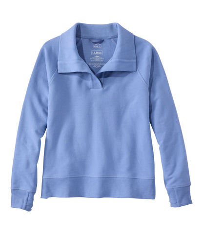 L.L.Bean Women's Bean's Cozy Splitneck Pullover Sweatshirt Deep Lake