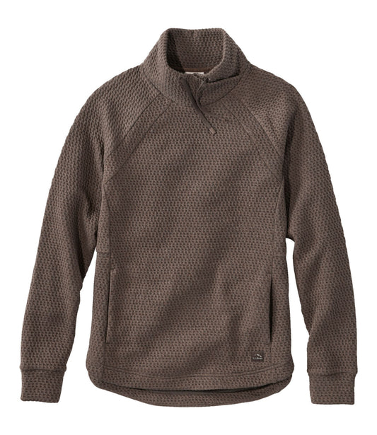 L.L.Bean Women's Ridgeknit Crossneck Pullover Dark Cinder