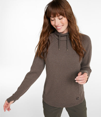 L.L.Bean Women's Ridgeknit Crossneck Pullover Dark Cinder