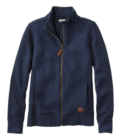 L.L.Bean Women's Quilted Full-Zip Sweatshirt Classic Navy