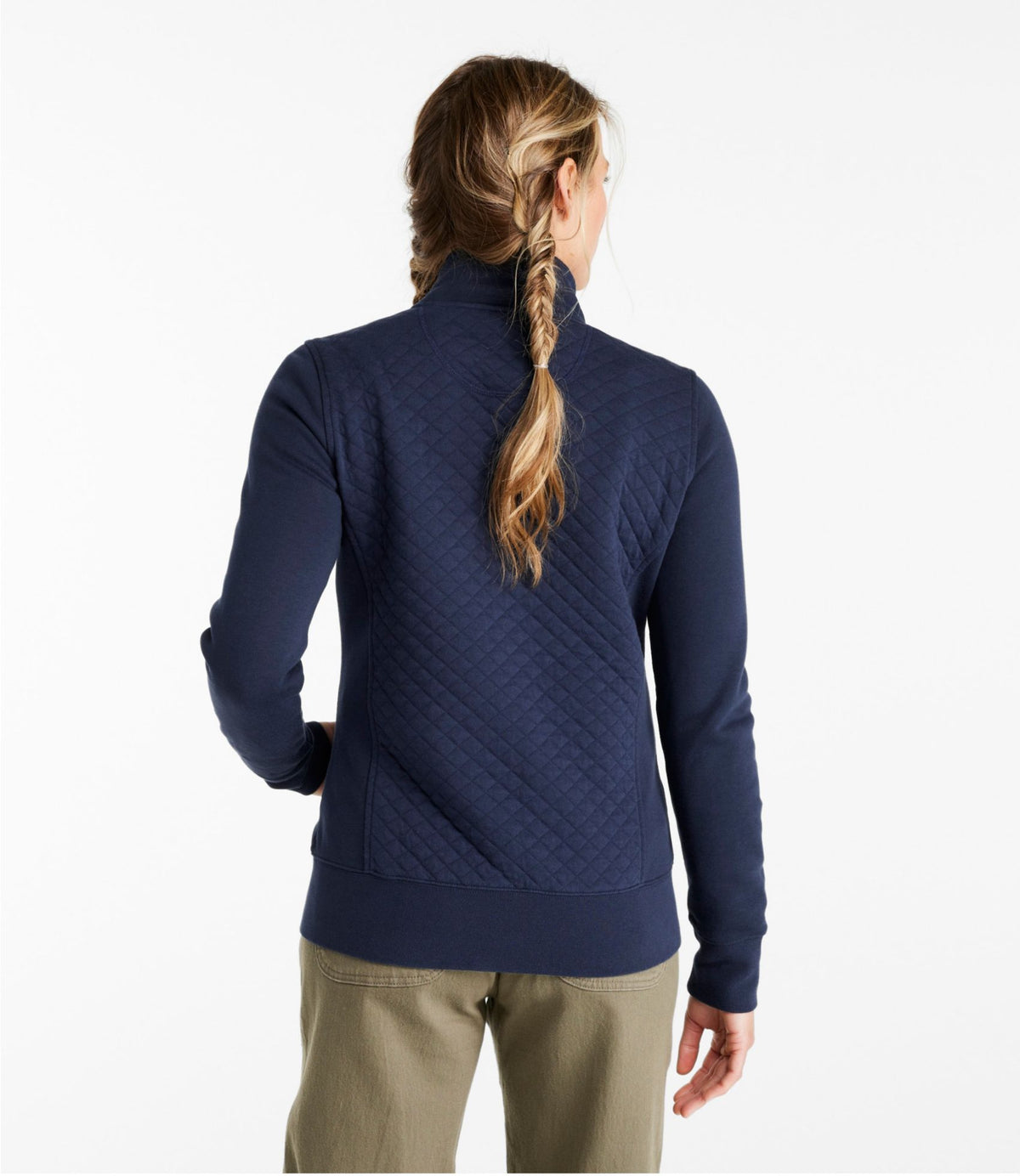 L.L.Bean Women's Quilted Full-Zip Sweatshirt Classic Navy