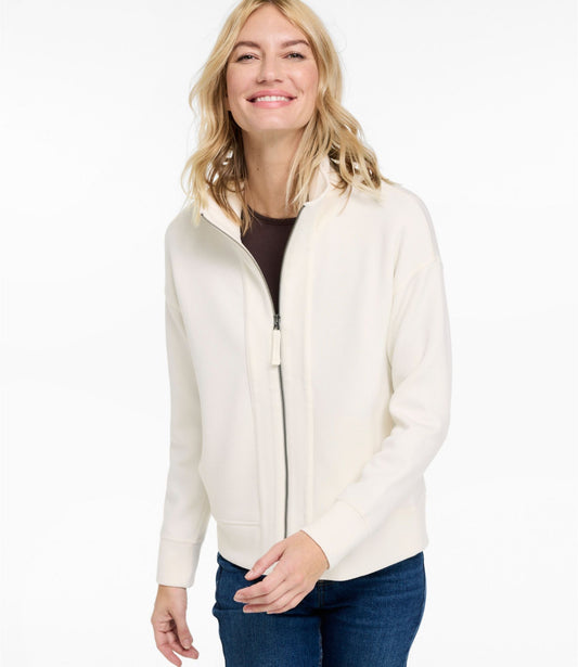 L.L.Bean Women's L.L.Bean CloudSoft Top, Full-Zip Bone