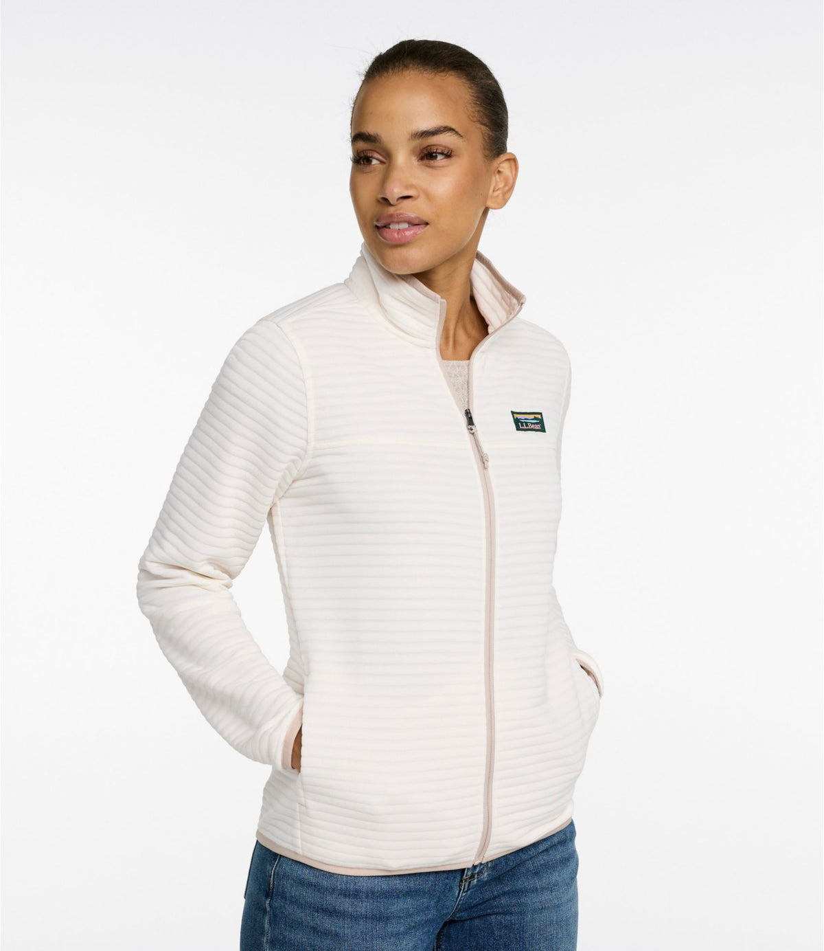 L.L.Bean Women's Airlight Knit Full-Zip Bone Heather
