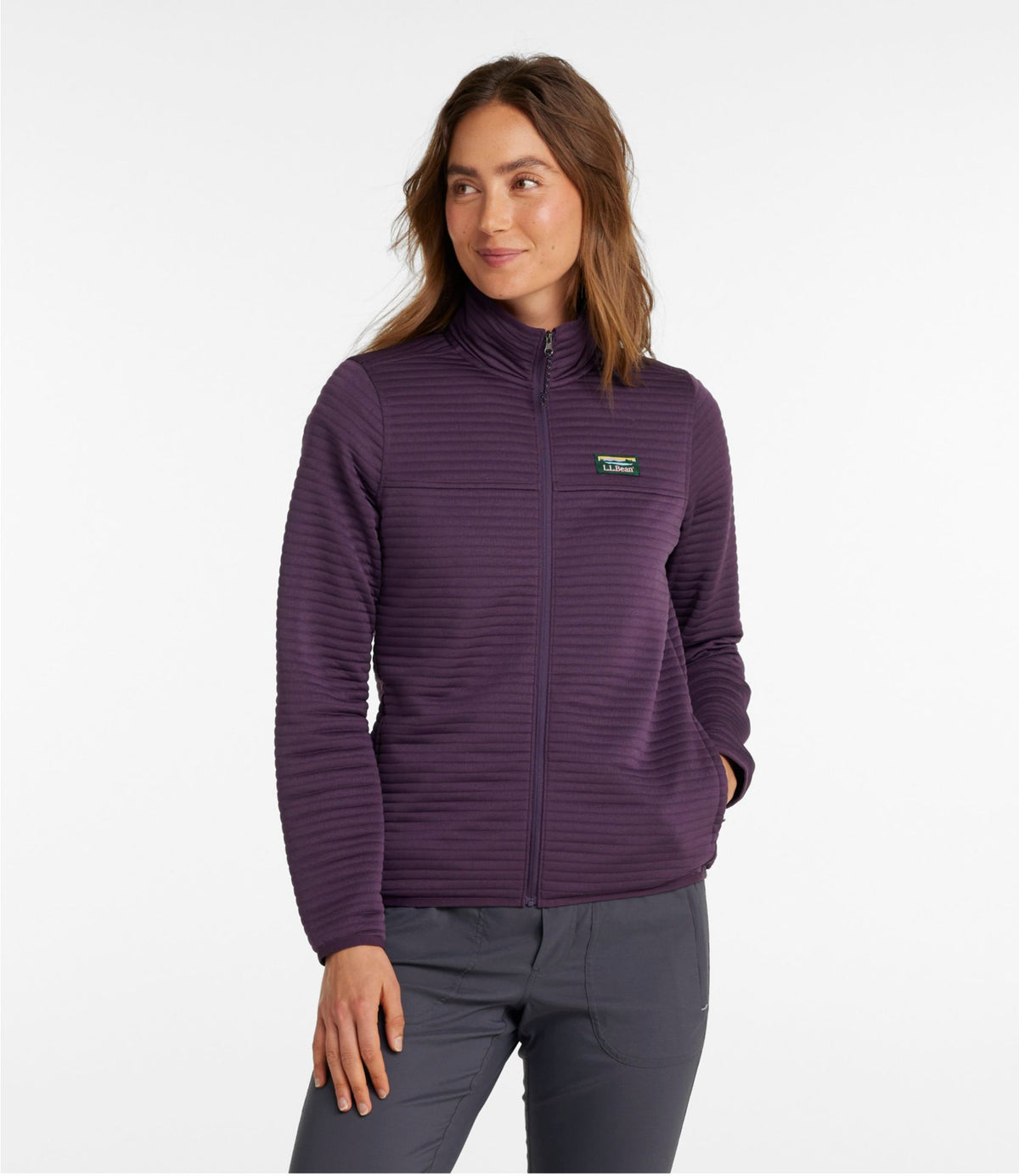 L.L.Bean Women's Airlight Knit Full-Zip Bone Heather