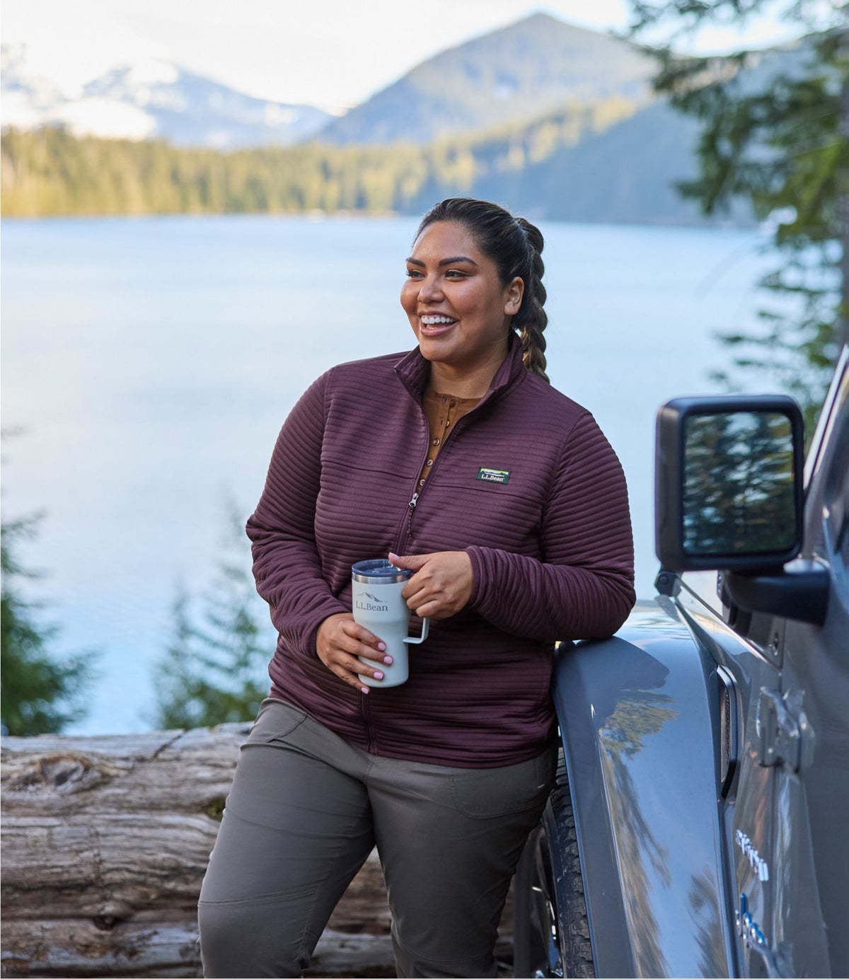 L.L.Bean Women's Airlight Knit Full-Zip Bone Heather