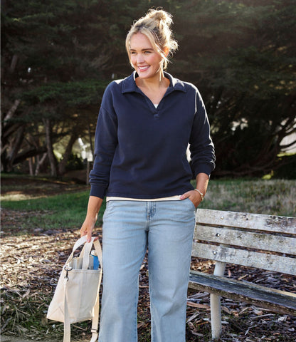 L.L.Bean Women's Sunwashed Sweats, Splitneck Polo