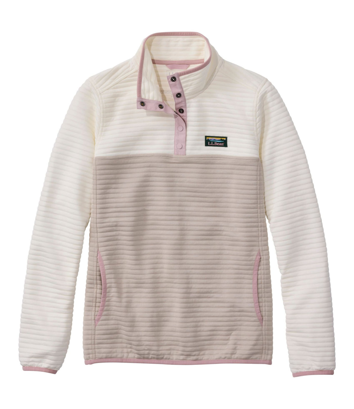 L.L.Bean Women's Airlight Pullover, Colorblock Bone/Silver Sand Heather