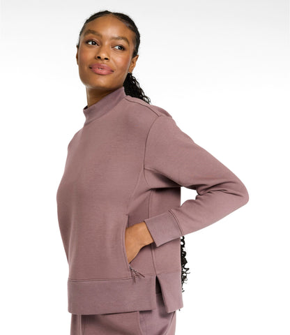 L.L.Bean Women's Multisport Mockneck Pullover Sweatshirt Deepest Green