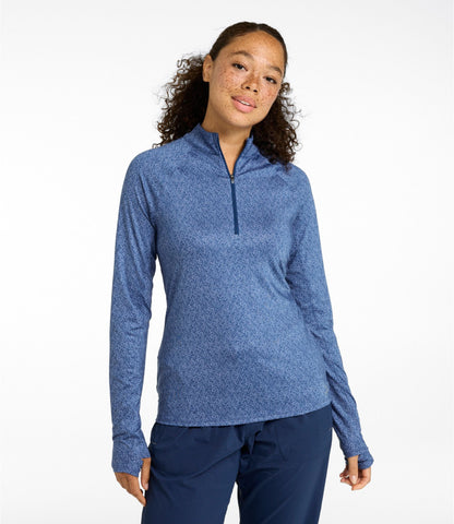 L.L.Bean Women's Access Trail Pullover, Long-Sleeve Quarter-Zip Print