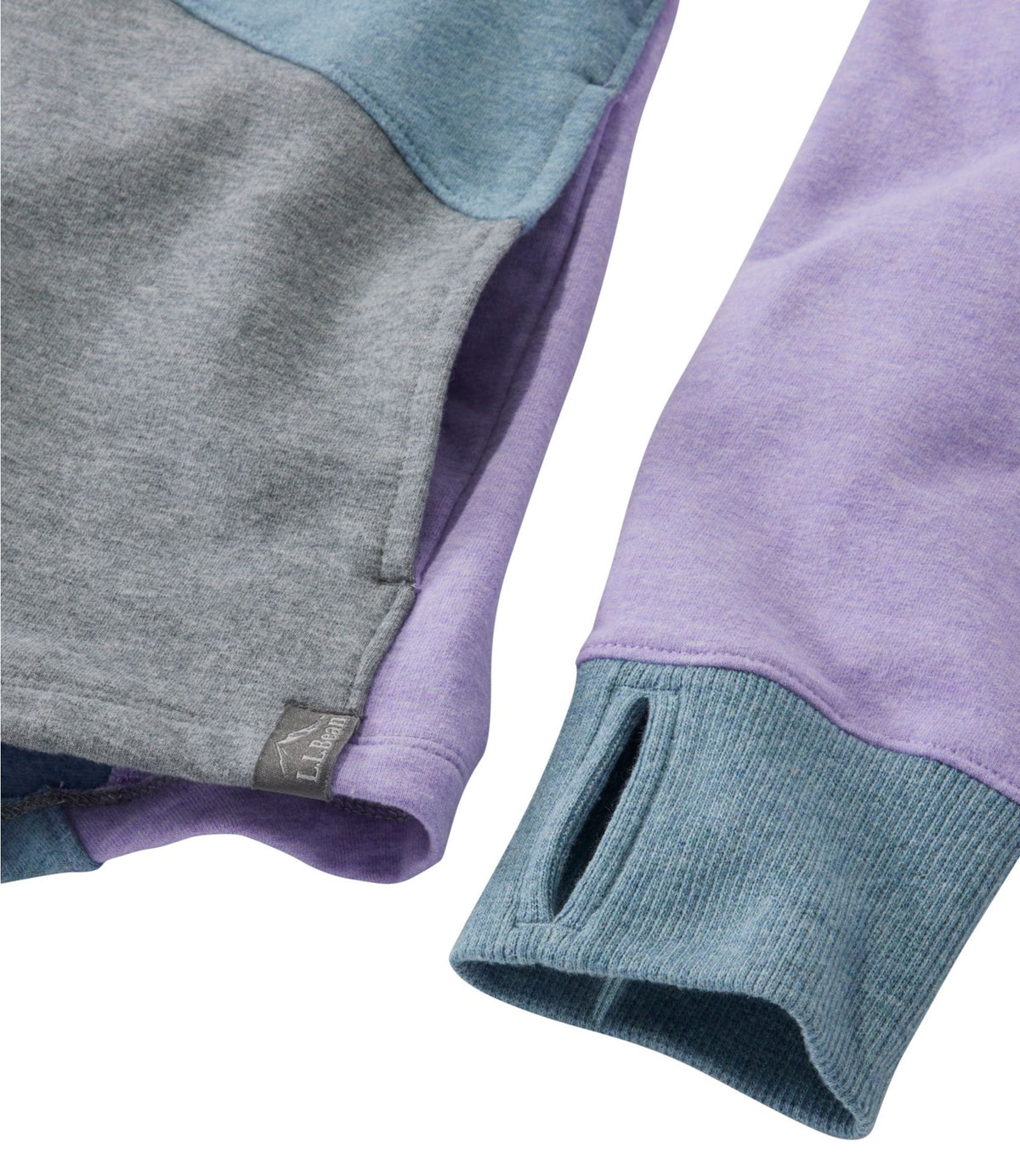 L.L.Bean Women's L.L.Bean Cozy Mixed-Knit Pullover, Colorblock Deep Rosewood Heather/Gray Birch Heather