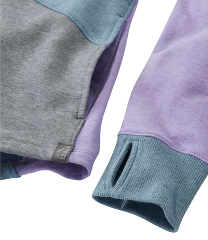L.L.Bean Women's L.L.Bean Cozy Mixed-Knit Pullover, Colorblock Deep Rosewood Heather/Gray Birch Heather