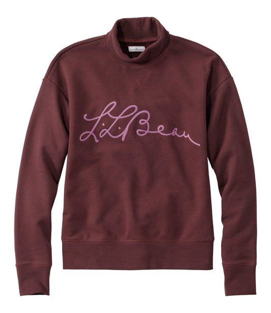 L.L.Bean Signature Camp Sweatshirt, Mockneck Logo Currant Logo