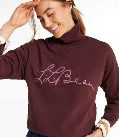 L.L.Bean Signature Camp Sweatshirt, Mockneck Logo Currant Logo