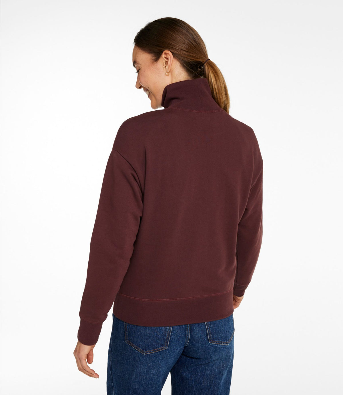 L.L.Bean Signature Camp Sweatshirt, Mockneck Logo Currant Logo