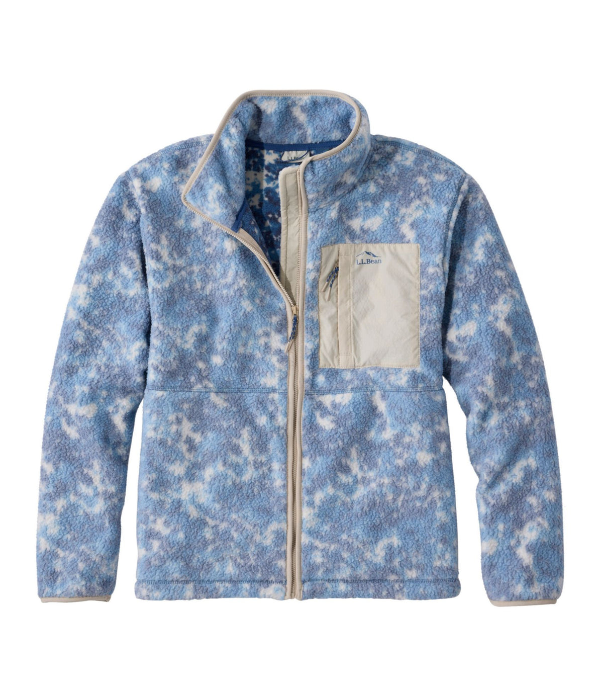 L.L.Bean Women's Mountainside Fleece Ripstop Overlay Jacket, Print Deep Blue Speckled Camo