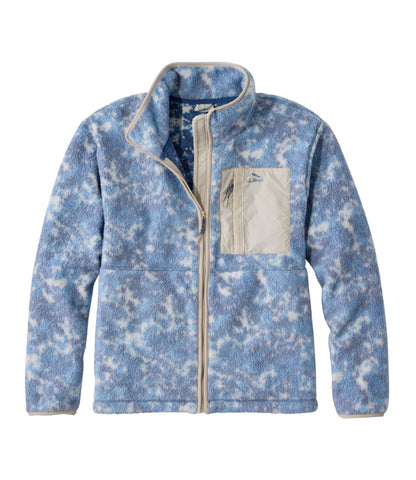 L.L.Bean Women's Mountainside Fleece Ripstop Overlay Jacket, Print Deep Blue Speckled Camo
