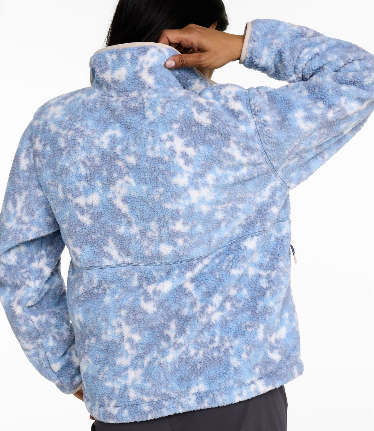L.L.Bean Women's Mountainside Fleece Ripstop Overlay Jacket, Print Deep Blue Speckled Camo