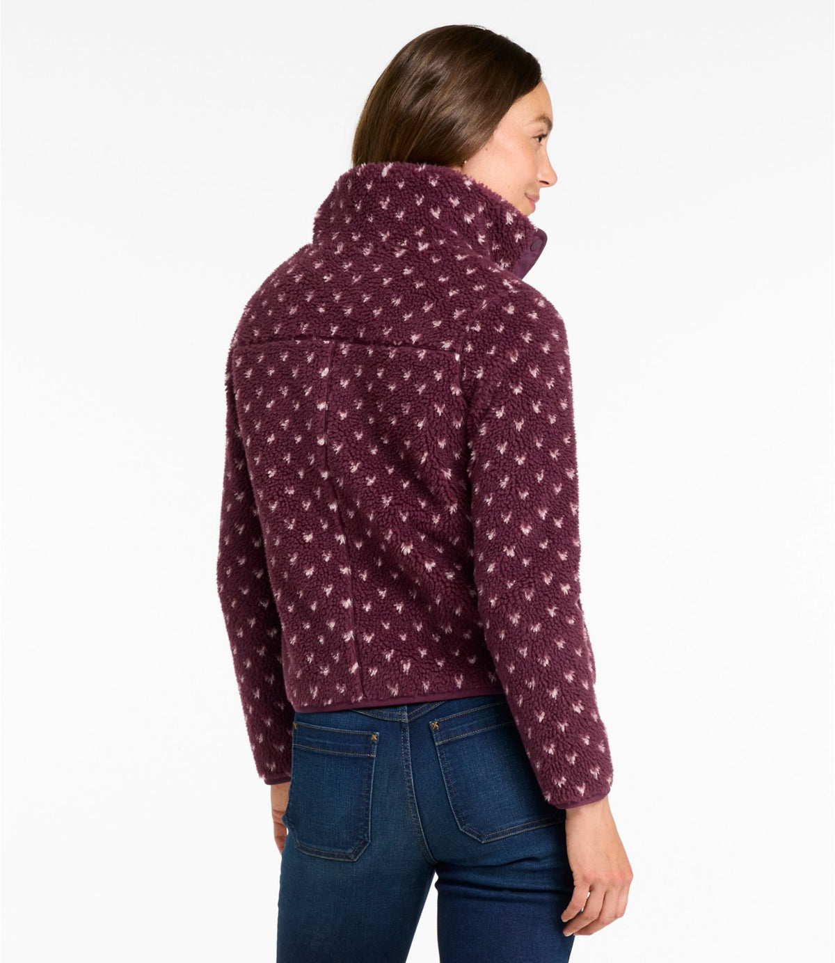 L.L.Bean Women's Bean's Sherpa Fleece Jacket, Print Fig Birdseye