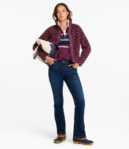 L.L.Bean Women's Bean's Sherpa Fleece Jacket, Print Fig Birdseye