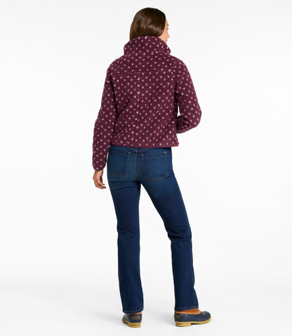 L.L.Bean Women's Bean's Sherpa Fleece Jacket, Print Fig Birdseye